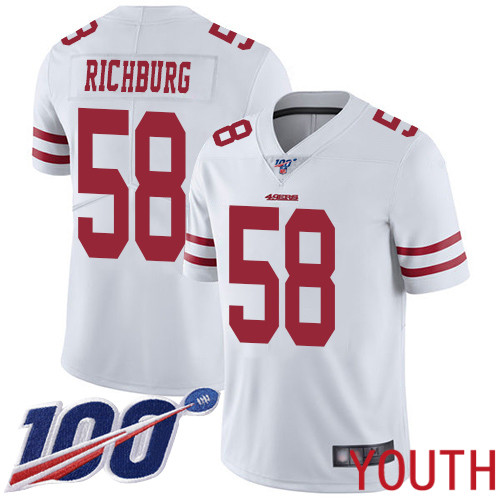 San Francisco 49ers Limited White Youth Weston Richburg Road NFL Jersey #58 100th Season Vapor Untouchable->youth nfl jersey->Youth Jersey
